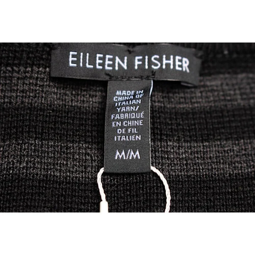 New w/Tags - Eileen Fisher Notch Collar Striped Blazer -100% Merino Interlock, M - Picture 5 of 11